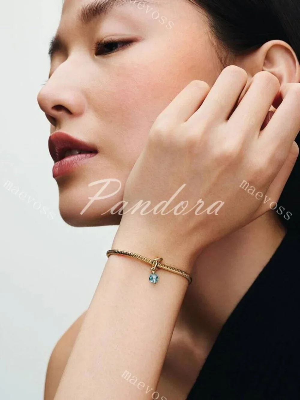 Faceted Sea Aqua Blue Eternity Circle Dangle Charm